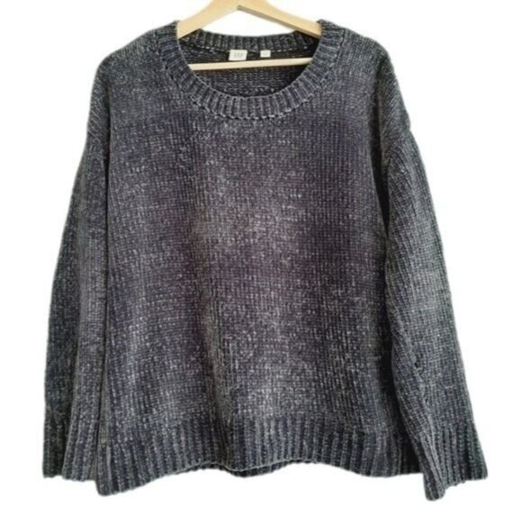 GAP Chenille Crewneck Sweater Soft Relaxed Fit Grey Sz M - Picture 2 of 9